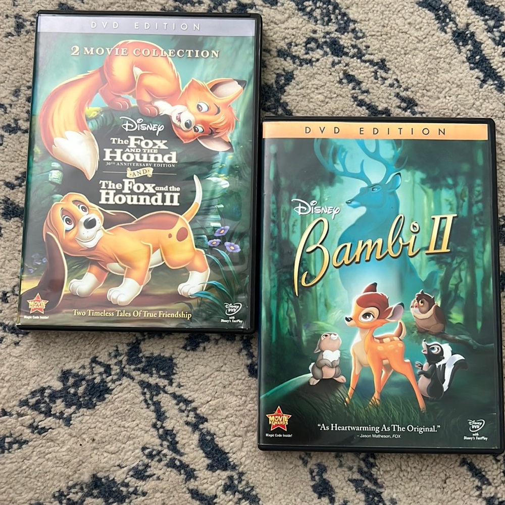 2 package of The Fox and The Hound 1 & 2, and Bambi 2